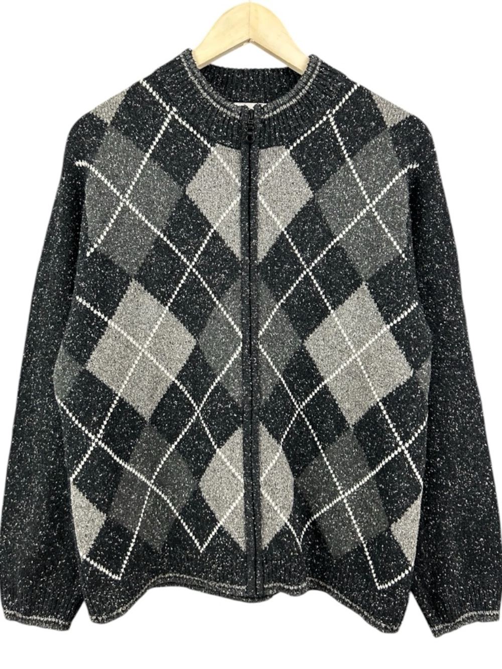 EP Pro Silk Blend Argyle Zip Cardigan Sweater Golf Size Large